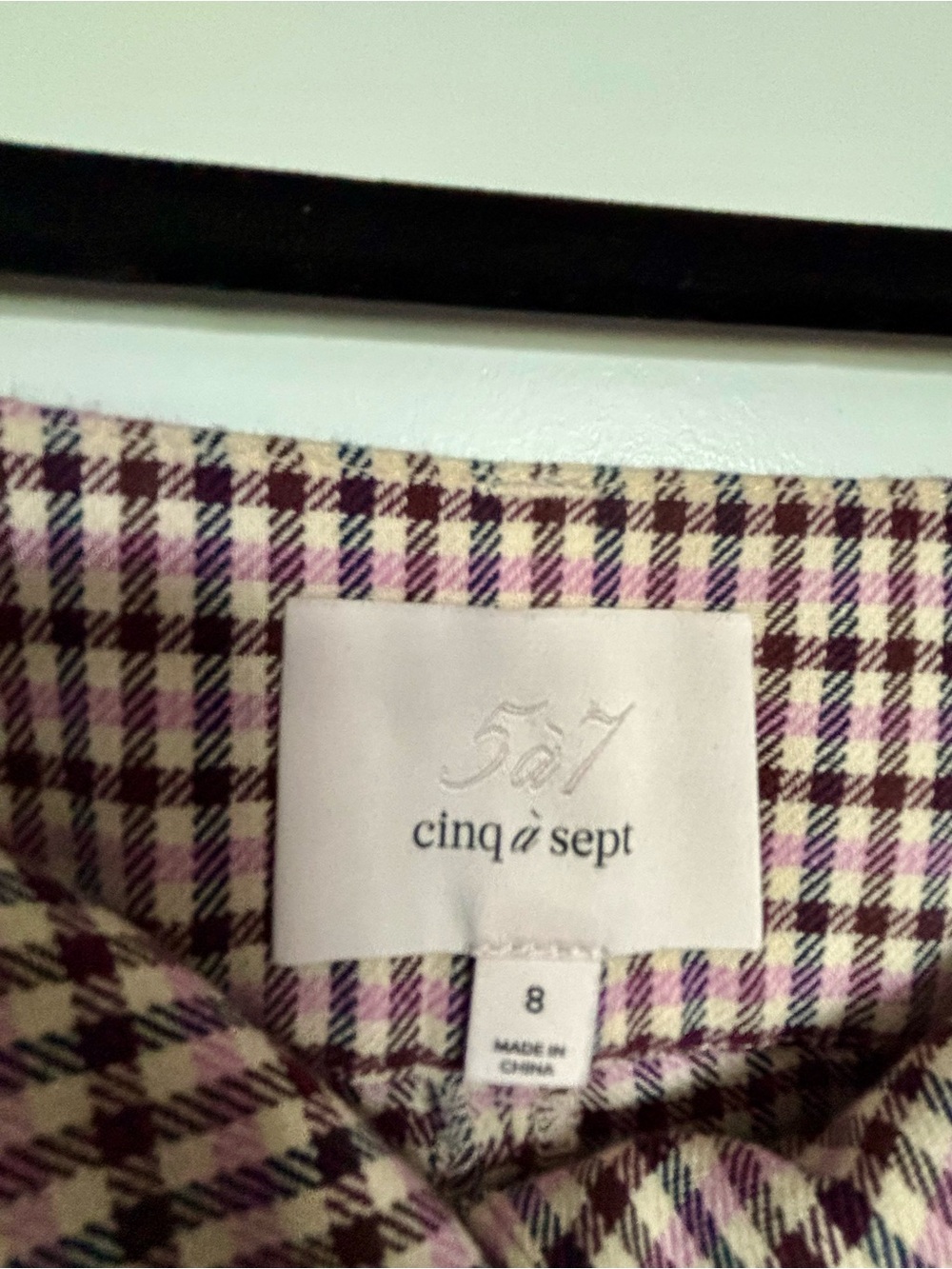 Cinq a sept Cream, Brown, and Pink Checked Trousers - Picture 3 of 5